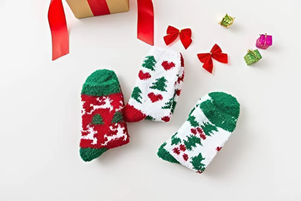 ⁦جوارب عيد الميلاد السميكة الدافئة Christmas Socks جوارب صوف شتوية للنوم المنزلي منفوشة جوارب سرير⁩ - الصورة ⁦5⁩