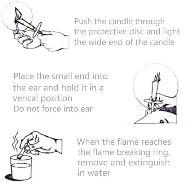 اداة ازالة شمع الاذن، شمع لافندير الهندي، ازالة الروائح بالشمع، شمعة تنظيف الاذن من هوبي (4 شموع مع قرصين واقيين)