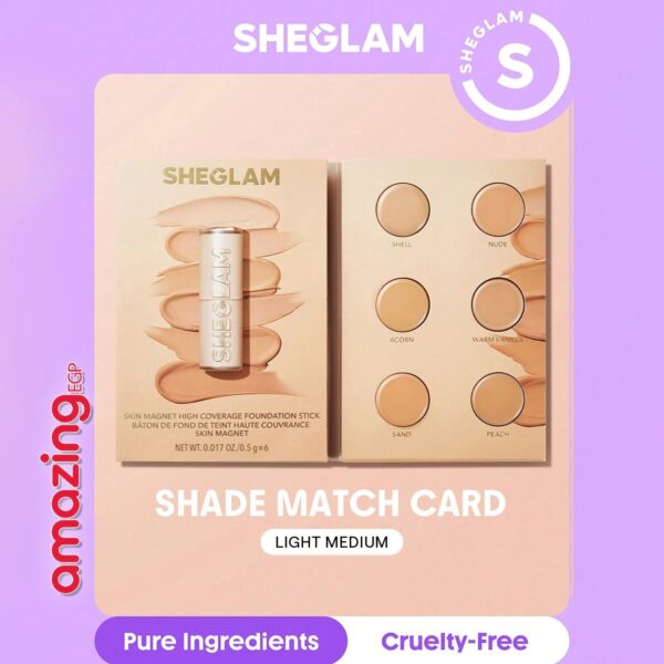 SHEGLAM كريم أساس سكين ماجنت عالي التغطية ، كونسيلر ناعم غير لامع مقاوم للماء يدوم طويلا لتغطية البقع الداكنة والهالات تحت العين - Light Medium