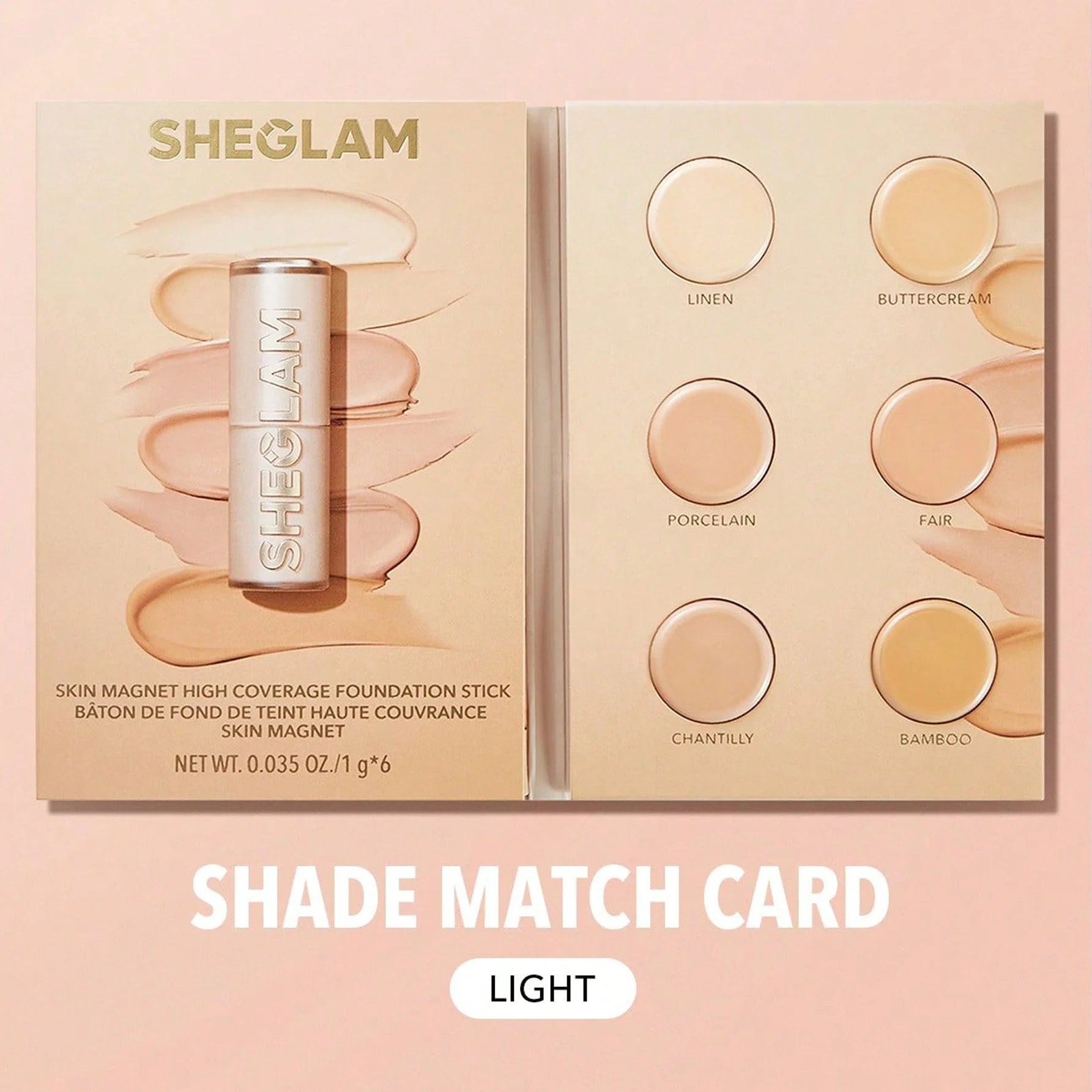 SHEGLAM كريم أساس سكين ماجنت عالي التغطية ، كونسيلر ناعم غير لامع مقاوم للماء يدوم طويلا لتغطية البقع الداكنة والهالات تحت العين - Light