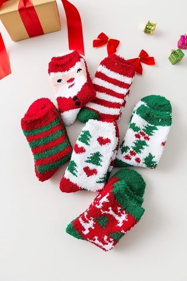 ⁦جوارب عيد الميلاد السميكة الدافئة Christmas Socks جوارب صوف شتوية للنوم المنزلي منفوشة جوارب سرير⁩ - الصورة ⁦3⁩