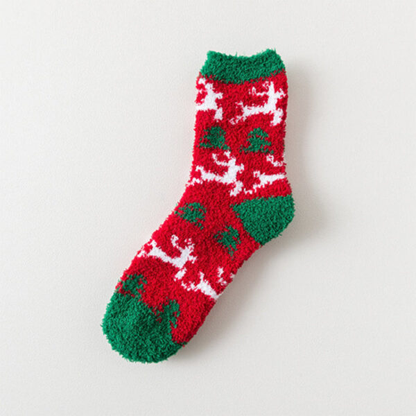 جوارب عيد الميلاد السميكة الدافئة Christmas Socks جوارب صوف شتوية للنوم المنزلي منفوشة جوارب سرير