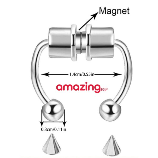 ⁦بيرسنج أنف بدون ثقب ،بدون اخرام من الفولاذ المقاوم للصدأ لا تسبب الحساسية لا حاجة للخرم ،مكعب زركونيا مزخرف بزهر حلية أنف نحاس كريستال البونك غير مثقوبة للرجال والنساء تثبت بدون ثقب او خرم⁩ - الصورة ⁦3⁩