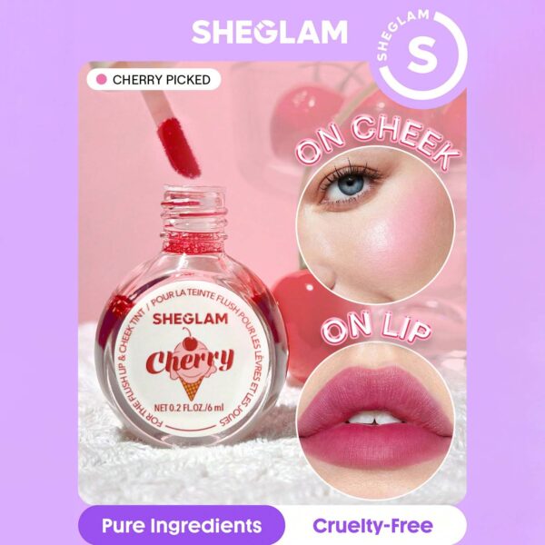 SHEGLAM | للحصول على لون الشفاه والخدود المتدفق ، لمسة نهائية مطفية تدوم طويلًا - Cherry Picked