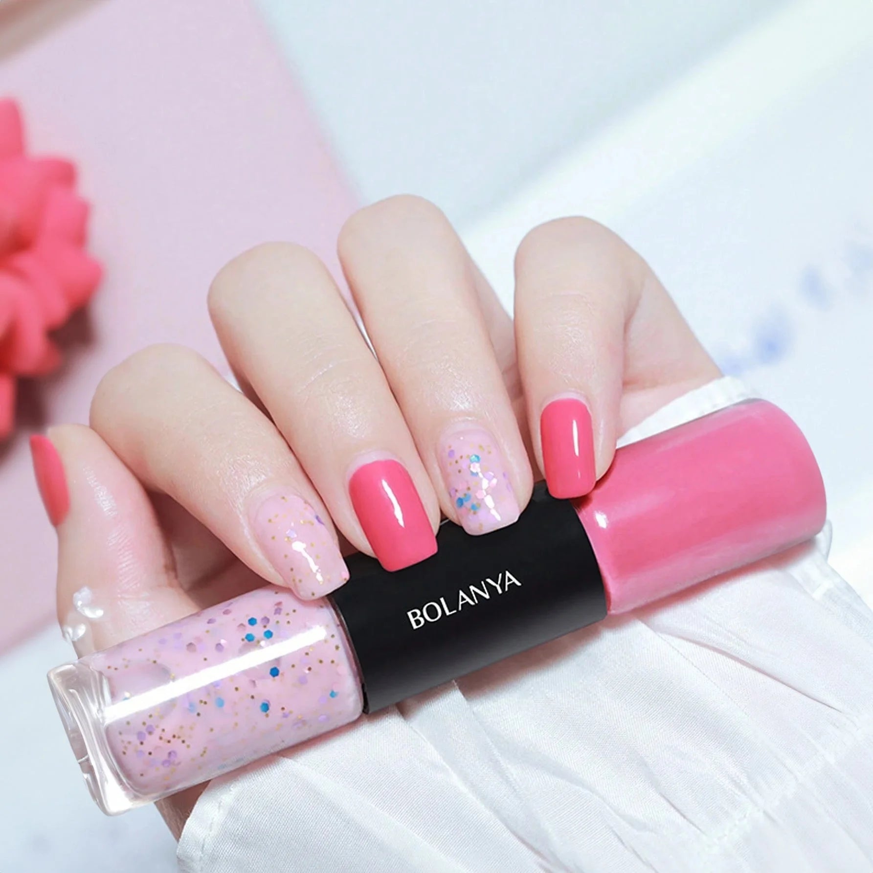 طلاء أظافر ، مانيكير يتميز باللمعان، مجموعة فن الأظافر الجميلة كهدية للنساء والفتيات ، يدوم طويلا - C116 | وردي المرجاني